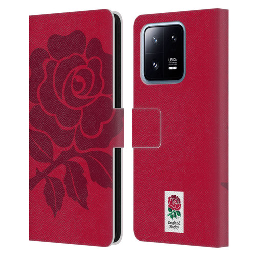 England Rugby Union 2016/17 The Rose Mono Rose Leather Book Wallet Case Cover For Xiaomi 13 Pro 5G