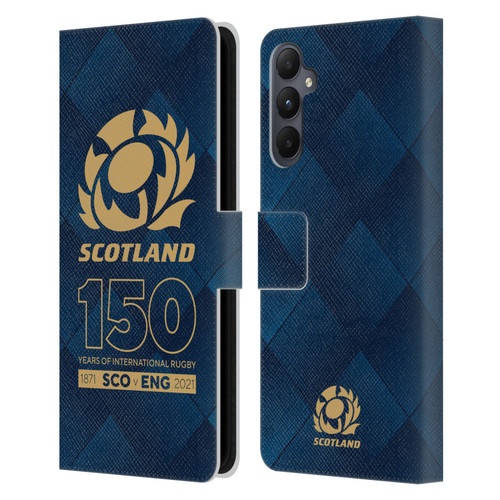 Scotland Rugby 150th Anniversary Halftone Leather Book Wallet Case Cover For Samsung Galaxy A05s