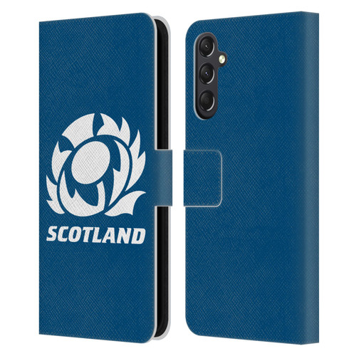 Scotland Rugby Logo 2 Plain Leather Book Wallet Case Cover For Samsung Galaxy A24 4G / M34 5G