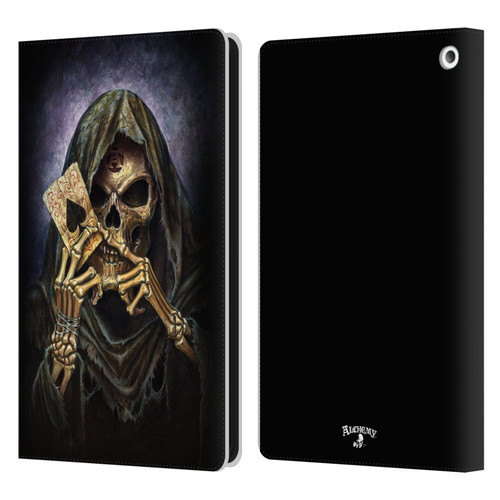 Alchemy Gothic Skull And Cards Reaper's Ace Leather Book Wallet Case Cover For Amazon Fire HD 8/Fire HD 8 Plus 2020