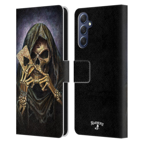 Alchemy Gothic Skull And Cards Reaper's Ace Leather Book Wallet Case Cover For Samsung Galaxy M54 5G
