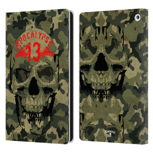 Alchemy Gothic Skull Camo Skull Leather Book Wallet Case Cover For Amazon Fire HD 8/Fire HD 8 Plus 2020