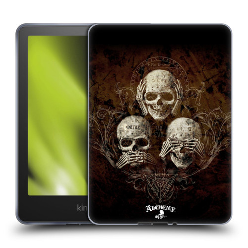 Alchemy Gothic Skull No Evil Three Skull Soft Gel Case for Amazon Kindle Paperwhite 5 (2021)
