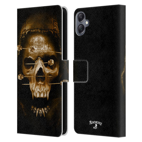 Alchemy Gothic Skull Death Fetish Leather Book Wallet Case Cover For Samsung Galaxy A05