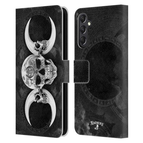 Alchemy Gothic Skull Dark Goddess Moon Leather Book Wallet Case Cover For Samsung Galaxy A24 4G / M34 5G
