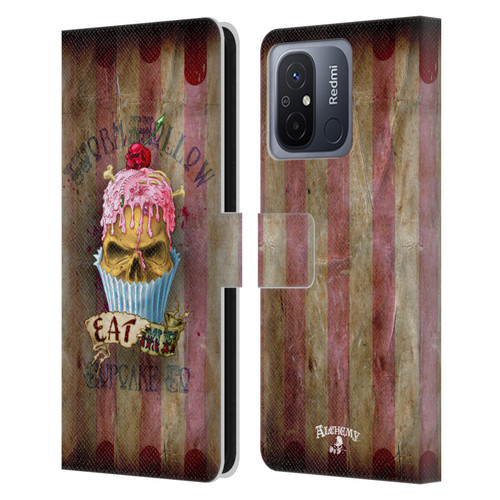 Alchemy Gothic Skull Eat Me Cupcake Leather Book Wallet Case Cover For Xiaomi Redmi 12C
