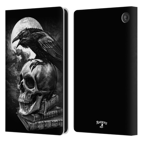 Alchemy Gothic Wing Poe's Raven Leather Book Wallet Case Cover For Amazon Fire 7 2022