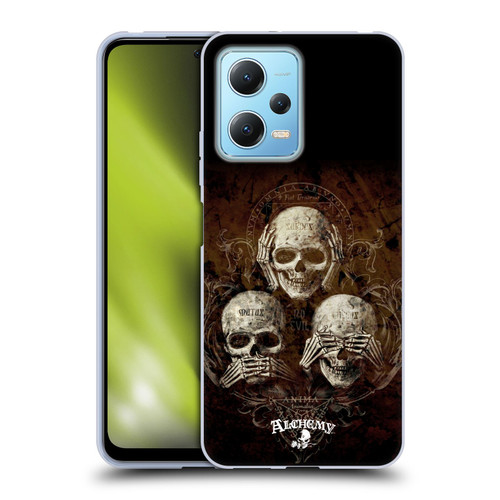 Alchemy Gothic Skull No Evil Three Skull Soft Gel Case for Xiaomi Redmi Note 12 5G