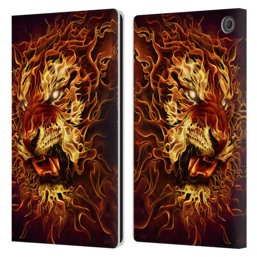 Tom Wood Fire Creatures Tiger Leather Book Wallet Case Cover For Amazon Fire Max 11 2023