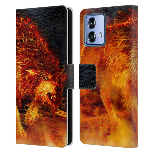 Tom Wood Fire Creatures Wolf Stalker Leather Book Wallet Case Cover For Motorola Moto G84 5G