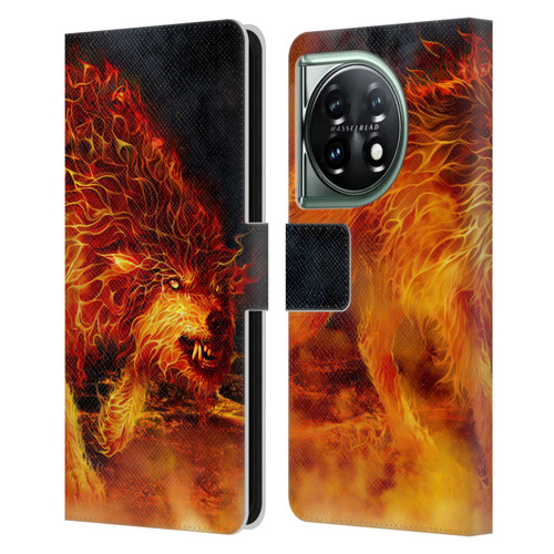 Tom Wood Fire Creatures Wolf Stalker Leather Book Wallet Case Cover For OnePlus 11 5G