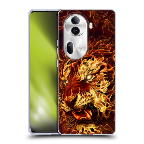 Tom Wood Fire Creatures Tiger Soft Gel Case for OPPO Reno11 Pro