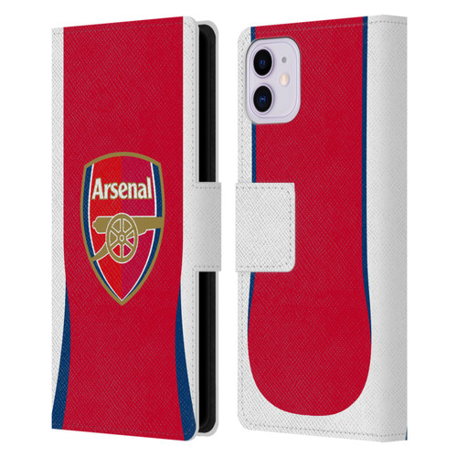 Arsenal FC 2024/25 Kit Home Leather Book Wallet Case Cover For Apple iPhone 11