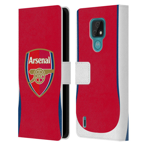 Arsenal FC 2024/25 Crest Kit Home Leather Book Wallet Case Cover For Motorola Moto E7