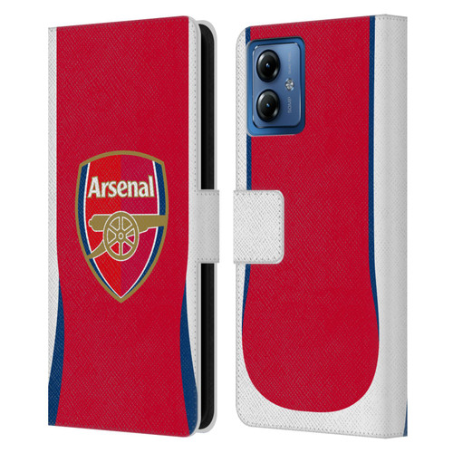 Arsenal FC 2024/25 Crest Kit Home Leather Book Wallet Case Cover For Motorola Moto G14