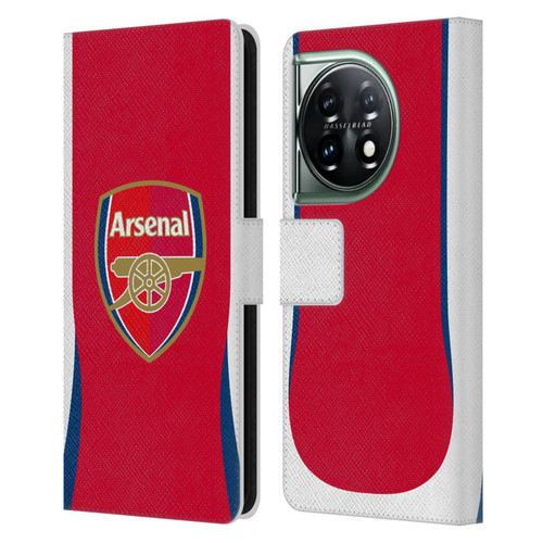 Arsenal FC 2024/25 Kit Home Leather Book Wallet Case Cover For OnePlus 11 5G