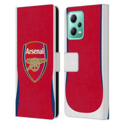 Arsenal FC 2024/25 Kit Home Leather Book Wallet Case Cover For Xiaomi Redmi Note 12 5G