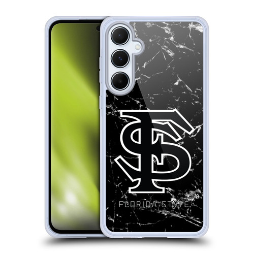 Florida State University FSU Florida State University Black And White Marble Soft Gel Case for Samsung Galaxy A55 5G