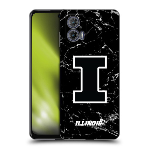 University Of Illinois U Of I University Of Illinois Black And White Marble Soft Gel Case for Motorola Moto G73 5G