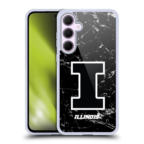 University Of Illinois U Of I University Of Illinois Black And White Marble Soft Gel Case for Samsung Galaxy A35 5G