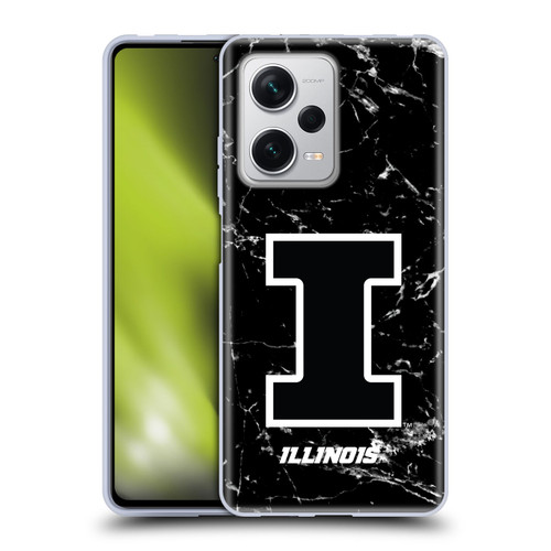 University Of Illinois U Of I University Of Illinois Black And White Marble Soft Gel Case for Xiaomi Redmi Note 12 Pro+ 5G