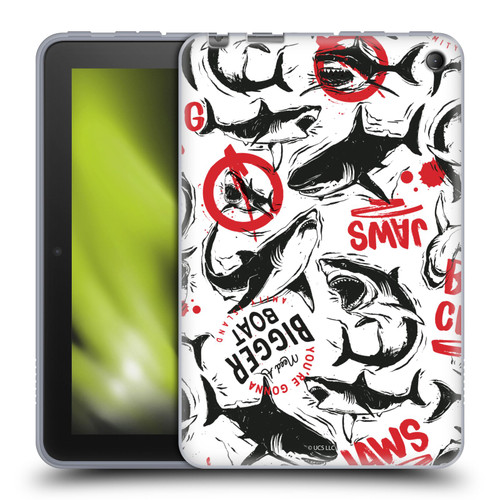 Jaws Art Pattern Doodle Soft Gel Case for Amazon Fire 7 2022