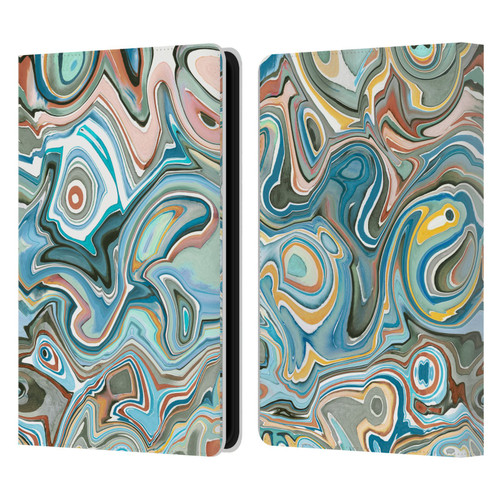 Ninola Abstract 3 Blue Mineral Agates Leather Book Wallet Case Cover For Amazon Kindle Paperwhite 5 (2021)
