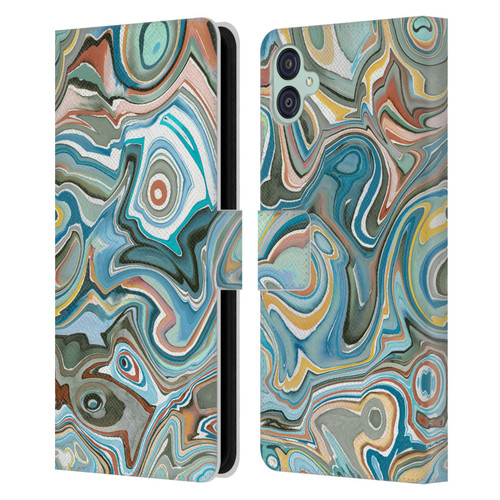 Ninola Abstract 3 Blue Mineral Agates Leather Book Wallet Case Cover For Samsung Galaxy M04 5G / A04e