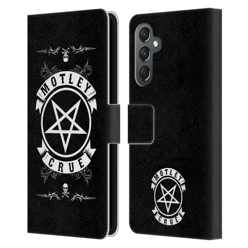 Motley Crue Logos Pentagram And Skull Leather Book Wallet Case Cover For Samsung Galaxy A25 5G