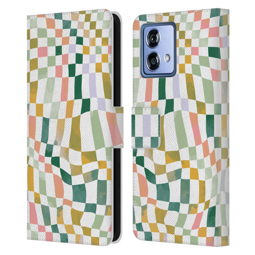 Ninola Checker Pattern Nostalgic Squares Leather Book Wallet Case Cover For Motorola Moto G84 5G