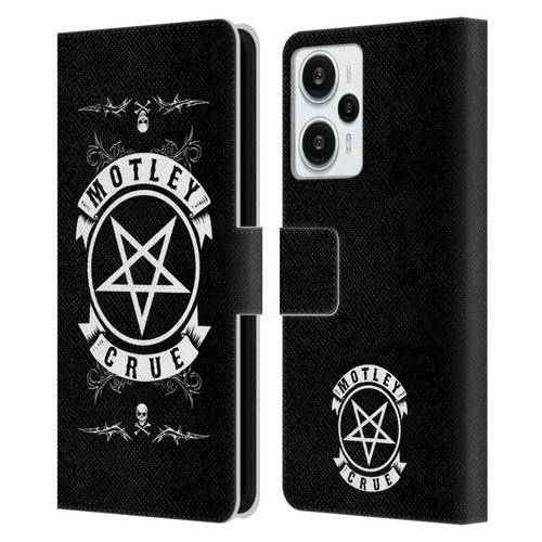 Motley Crue Logos Pentagram And Skull Leather Book Wallet Case Cover For Xiaomi Redmi Note 12T