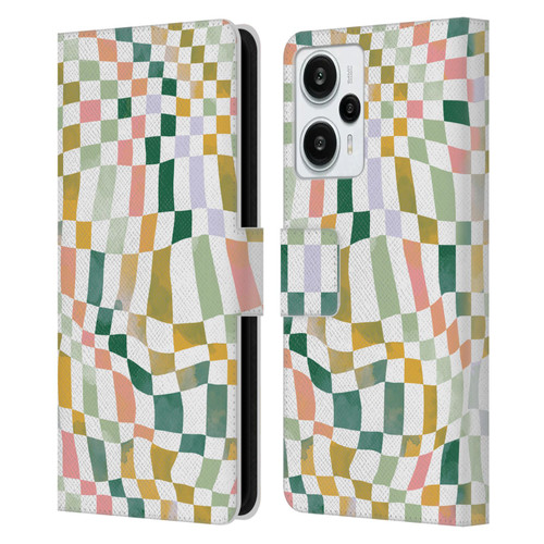 Ninola Checker Pattern Nostalgic Squares Leather Book Wallet Case Cover For Xiaomi Redmi Note 12T