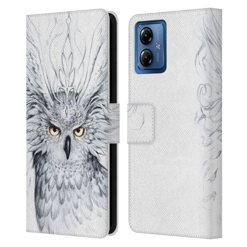 Jonas "JoJoesArt" Jödicke Wildlife Owl Leather Book Wallet Case Cover For Motorola Moto G14