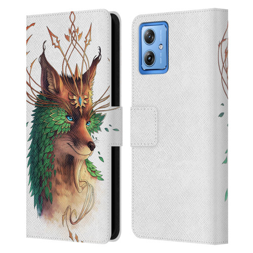 Jonas "JoJoesArt" Jödicke Wildlife Fox Coloured Leather Book Wallet Case Cover For Motorola Moto G54 5G
