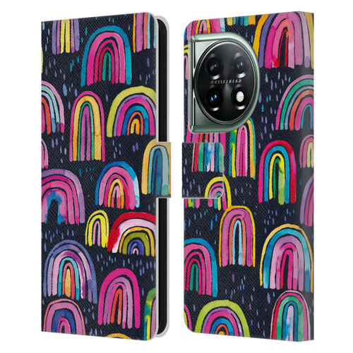 Ninola Summer Patterns Rainbows Navy Leather Book Wallet Case Cover For OnePlus 11 5G