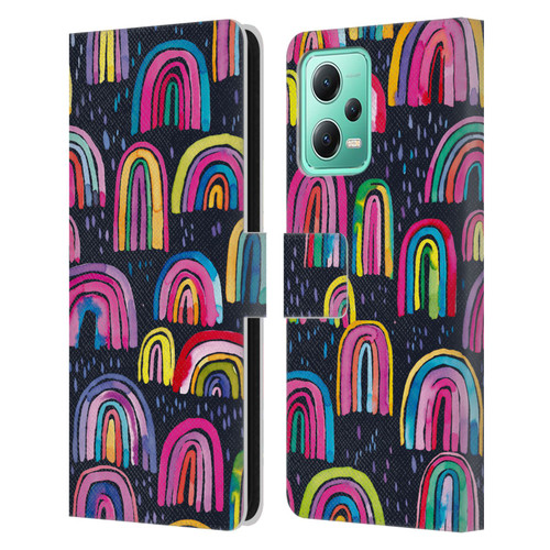 Ninola Summer Patterns Rainbows Navy Leather Book Wallet Case Cover For Xiaomi Redmi Note 12 5G