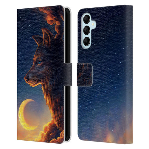 Jonas "JoJoesArt" Jödicke Wildlife 2 Golden Moon Leather Book Wallet Case Cover For Samsung Galaxy M14 5G
