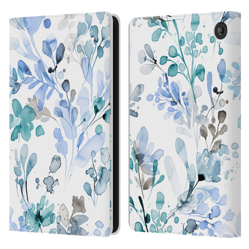 Ninola Wild Grasses Blue Plants Leather Book Wallet Case Cover For Amazon Fire 7 2022