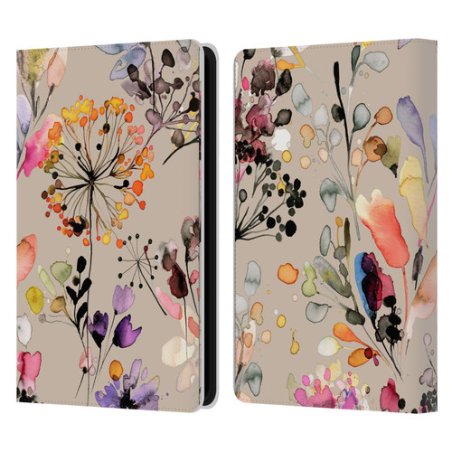 Ninola Wild Grasses Beige Leather Book Wallet Case Cover For Amazon Kindle Paperwhite 5 (2021)
