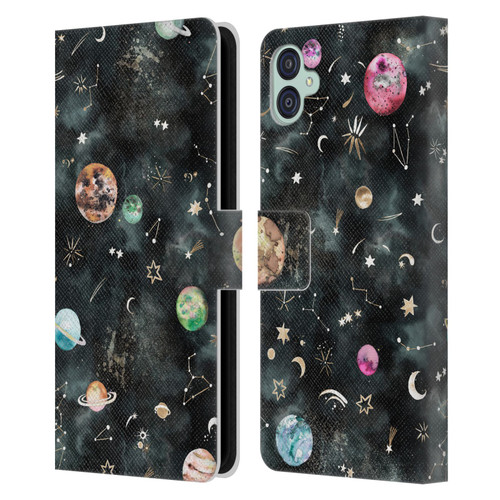 Ninola Watercolor Patterns Space Galaxy Planets Leather Book Wallet Case Cover For Samsung Galaxy M04 5G / A04e