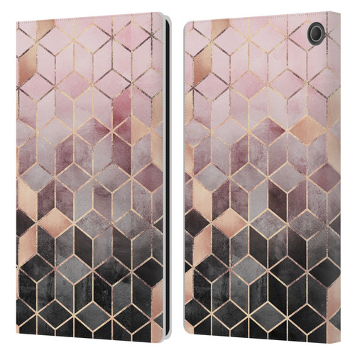 Elisabeth Fredriksson Cubes Collection Pink And Grey Gradient Leather Book Wallet Case Cover For Amazon Fire Max 11 2023