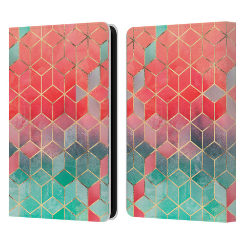 Elisabeth Fredriksson Cubes Collection Rose And Turquoise Leather Book Wallet Case Cover For Amazon Kindle 11th Gen 6in 2022