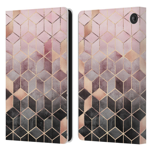 Elisabeth Fredriksson Cubes Collection Pink And Grey Gradient Leather Book Wallet Case Cover For Amazon Fire 7 2022