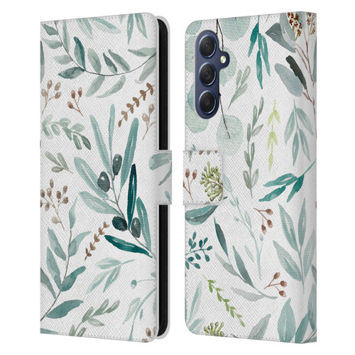 Anis Illustration Bloomers Eucalyptus Leather Book Wallet Case Cover For Samsung Galaxy M54 5G