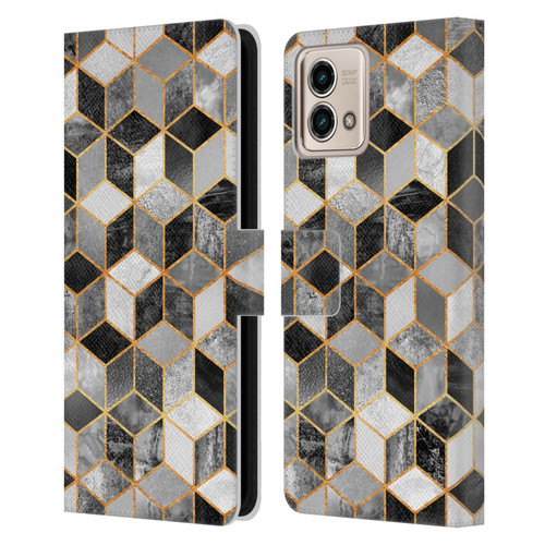 Elisabeth Fredriksson Cubes Collection Black And White Leather Book Wallet Case Cover For Motorola Moto G Stylus 5G 2023