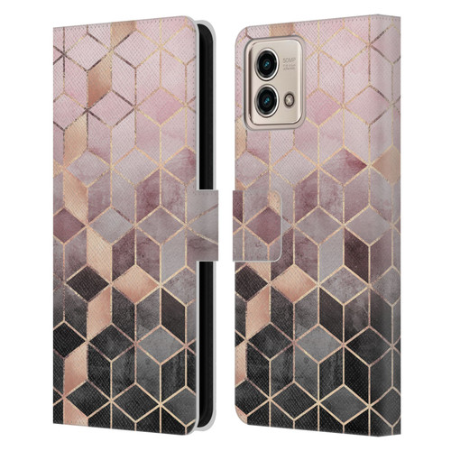 Elisabeth Fredriksson Cubes Collection Pink And Grey Gradient Leather Book Wallet Case Cover For Motorola Moto G Stylus 5G 2023