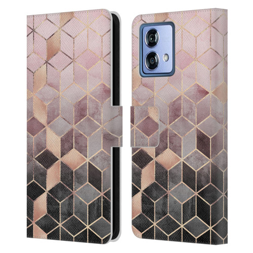 Elisabeth Fredriksson Cubes Collection Pink And Grey Gradient Leather Book Wallet Case Cover For Motorola Moto G84 5G