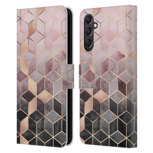 Elisabeth Fredriksson Cubes Collection Pink And Grey Gradient Leather Book Wallet Case Cover For Samsung Galaxy A24 4G / M34 5G