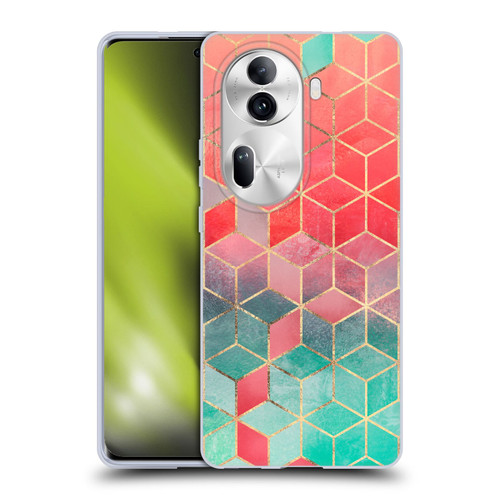 Elisabeth Fredriksson Cubes Collection Rose And Turquoise Soft Gel Case for OPPO Reno11 Pro