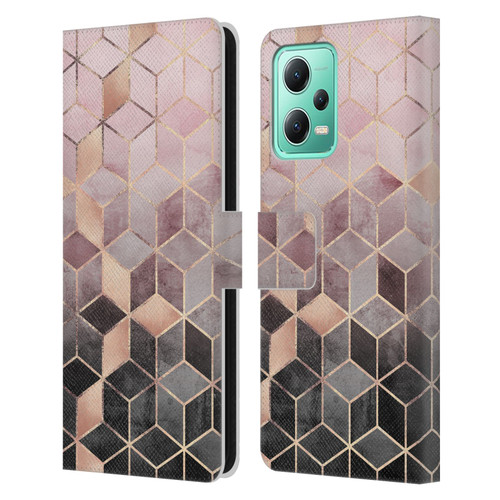 Elisabeth Fredriksson Cubes Collection Pink And Grey Gradient Leather Book Wallet Case Cover For Xiaomi Redmi Note 12 5G